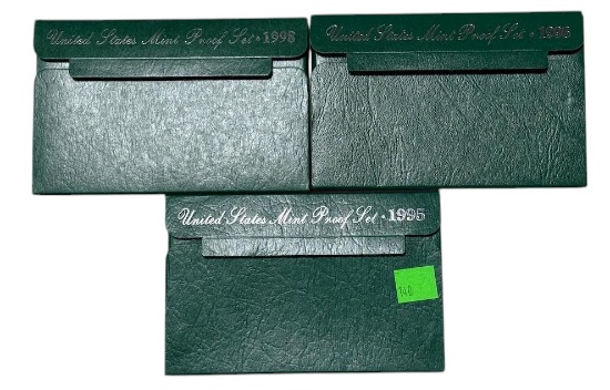 3- US mint Proof sets, 1995, 1996, 1998