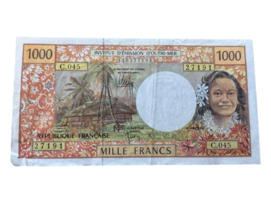 Institut D'emission D'outre-Mer 1000 Mille Francs