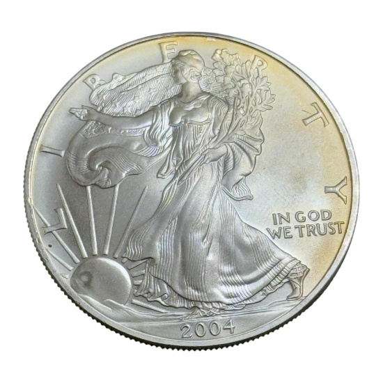 2004 US Silver Eagle Dollar Coin, .999 Fine Silver