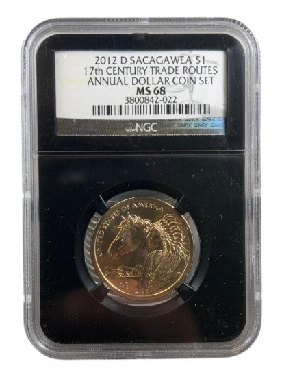 2012-D Sacagawea $1.00 coin in NGC MS68 holder