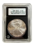 2006 US Silver Eagle Dollar Coin, .999 Fine Silver in INB Certified MS70 holder