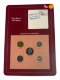DOMINICAN REPUBLIC, COINS SETS OF ALL NATIONS, W/ COINS AND STAMP, MADE BY FRANKLIN MINT