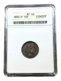1894-O Barber Dime in EF40 ANACS Soapbox holder