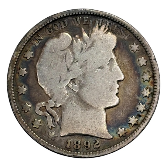 1892 Barber Half Dollar, 90% Silver