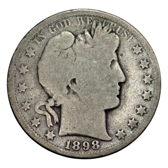 1898-S Barber Half Dollar, 90% Silver
