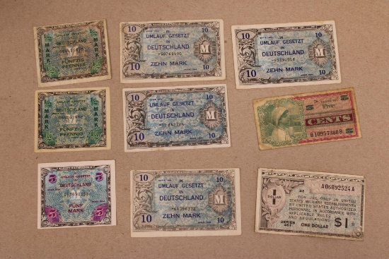 9- Military Fractional Currency notes, sells times the money