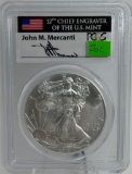 2013 US Silver Eagle First Strike in John M Mercanti PCGS MS69 holder