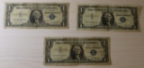 3- 1957 $1.00 Silver Certificates, sells times the money, includes 1957, 1957A, 1957B