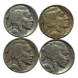 4- Buffalo Nickels, 1934, 1935, 1936-D, 1937