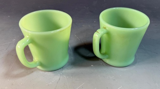 2- Fireking Jadeite D Handle Coffee Mugs, both chip free