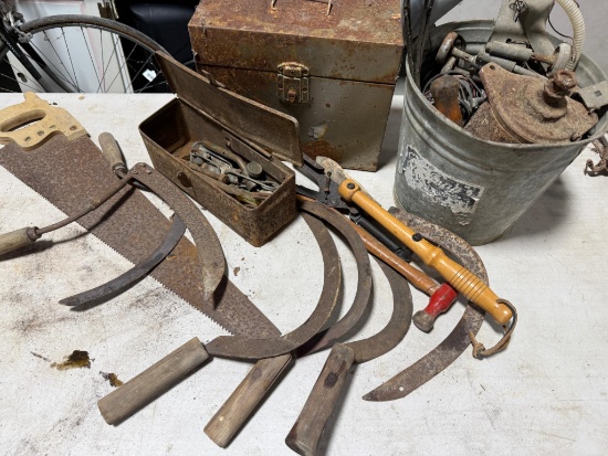 Hand sickles, tools, starter, tool box and more