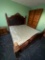 King Size Traditional Wood Bed Frame with Mattress, Ornate Carvings