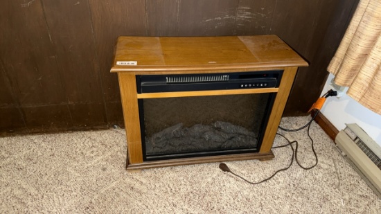 Electric Fireplace Heater with Digital Display, Approx. 29 inches wide, Wood Finish w/ remote