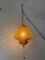 Amber Glass Hanging Pendant Light Fixture, Vintage Style, Swirled Design