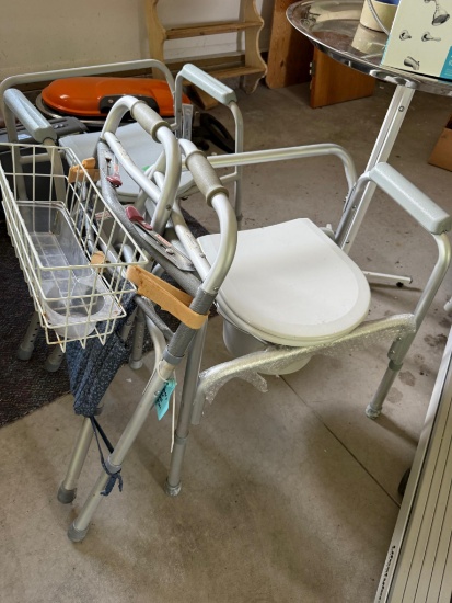 Portable commode (2) & walker