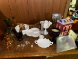 Misc glassware,  including Fenton and Sad Iron