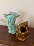 McCoy Ceramic Vase and Wishing Well Planter,  USA Made, both chip free