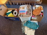 Home decor/ kitchen wares 3 boxes including linens