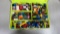 Mixed LEGO Bricks and Minifigures with Yellow Organizer