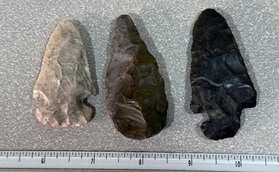 Arrowheads and Artifacts lot of 3 Largest 3" nice OH