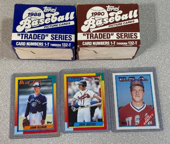 1988 & 1990 Topps Traded Sets complete Justice, Olerud, Abbott RCs