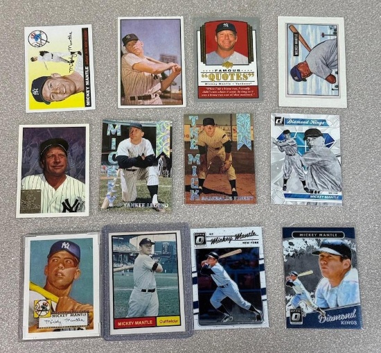Mickey Mantle lot 12 cards Yankees very cool