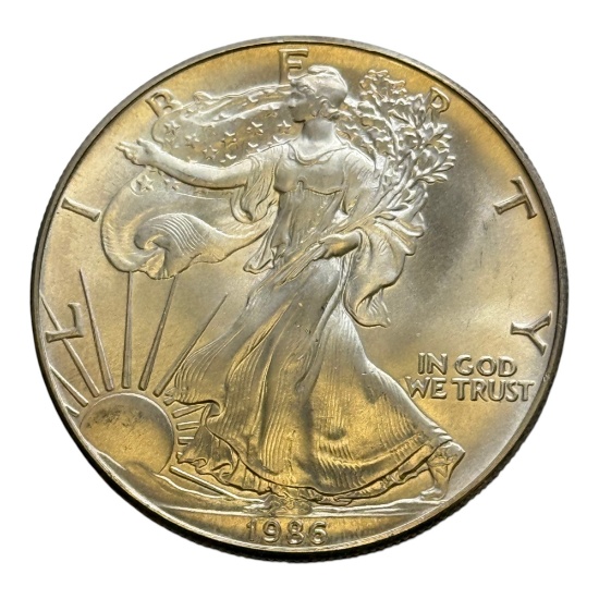 KEY DATE 1986 American Silver Eagle Coin, 1 oz .999 Fine Silver