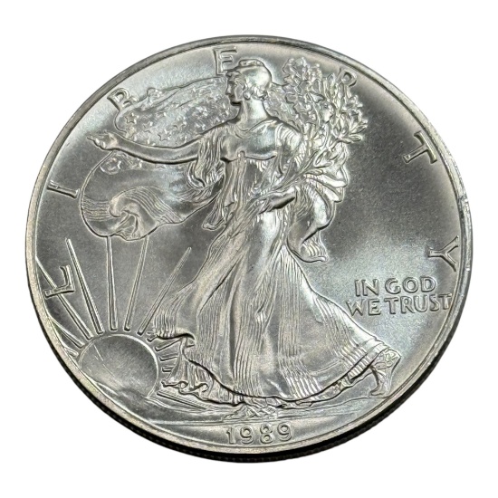 1989 American Silver Eagle Coin, 1 oz .999 Fine Silver