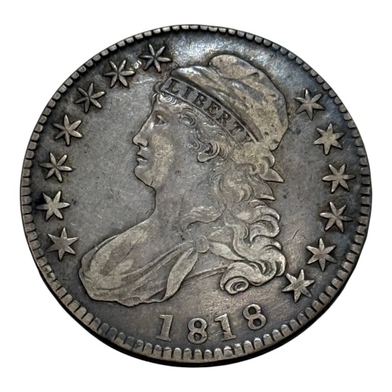 1818 Capped Bust Half Dollar, United States Mint, FULL LIBERTY