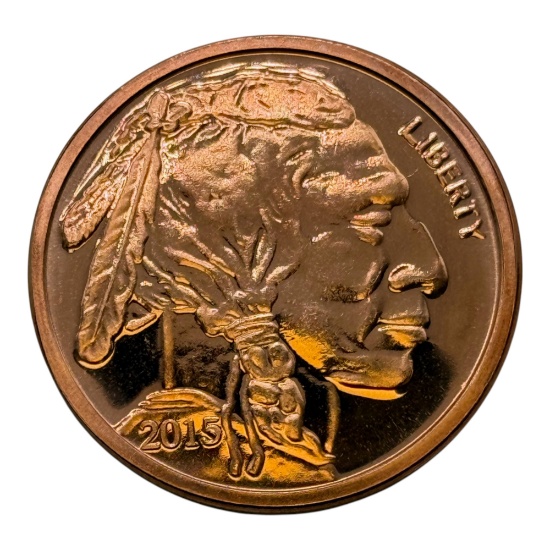 2015 Buffalo Design Copper Round, 1 AVDP oz Fine Copper