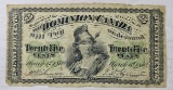 Dominion of Canada 1870 Twenty-Five Cents Banknote
