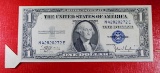 ERROR MISCUT 1957 Blue Seal One Dollar Silver Certificate