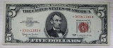 1963 U.S. $5 Bill Red Seal Banknote Star Note