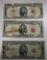 3- Vintage 1953 U.S. Five Dollar Notes, Red Seal, 1 A, 2 B Series, SELLS TIMES THE MONEY