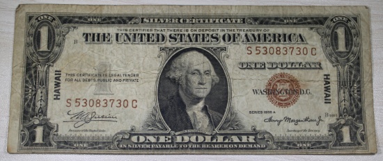1935 A Brown Seal Hawaii Overprint $1 Silver Certificate