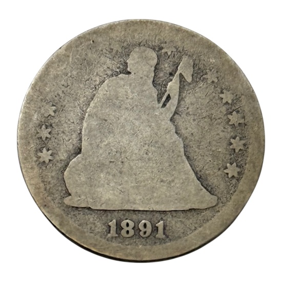 1891 Seated Liberty Quarter Dollar Coin