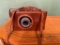 Vintage Brown Leather-Cased Camera, Fixed Lens, 50mm ASA