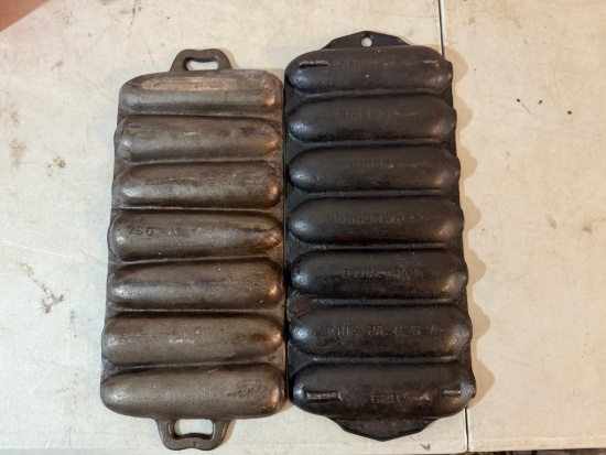 Griswold No. 273 Cast Iron Cornstick Pan, and one unmarked