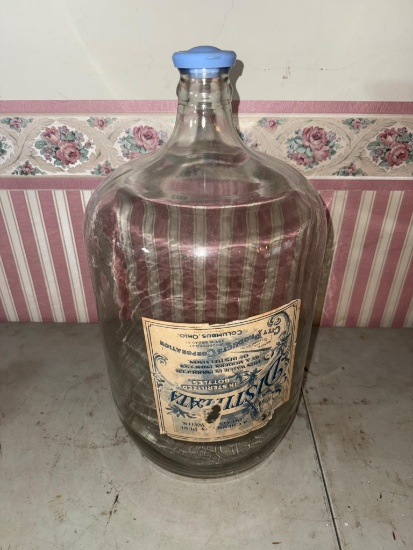Crystal Water Glass Jug/Carboy, 5 Gallons, Vintage Label, Columbus Ohio