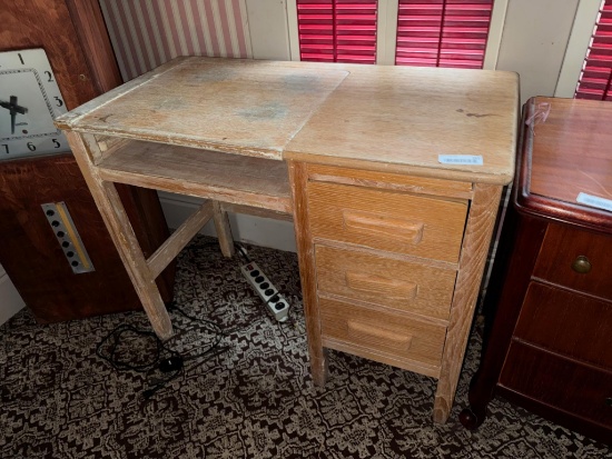 Writing Desk w/ Adjustable Top needs refinished, dovetailed drawers 30" T x 38" across