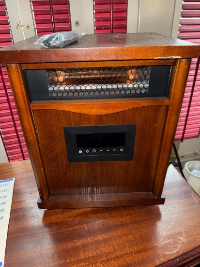 Infrared Space Heater, Digital Control, Brown Wood Finish
