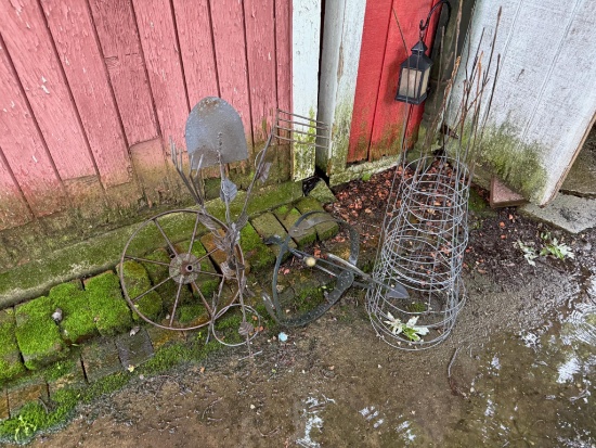 Tomato Cages, Garden Art, Steel Wheel for Wheel Barrow