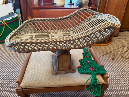 Vintage Baby Scale with Wicker Basket and Mechanical Dial