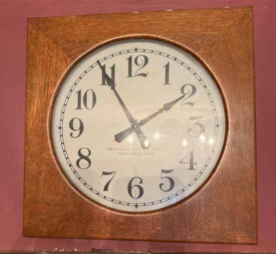 Edison Jr. High Oak Clock see note for info., w/ bell Standard Electric Time Co.