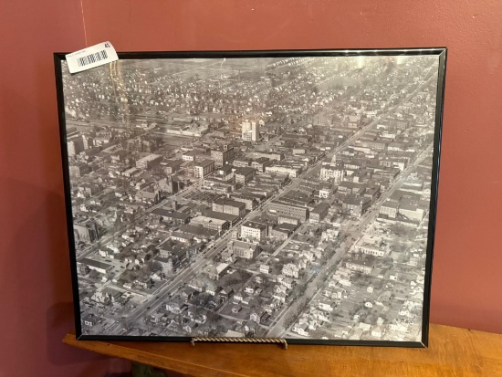 Black Framed Aerial Photograph, Marion Landscape, Metal Frame, 20 x 17 inches