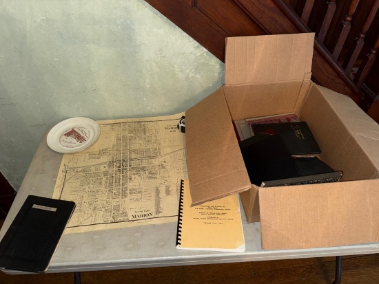 Marion Lot w/ PTA ledgers 20's to 40's, Replica Map Tape Measure not included
