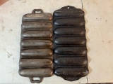 Griswold No. 273 Cast Iron Cornstick Pan, and one unmarked