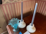 Fenton Vase & 2 candle holders