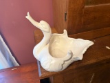 Vintage Ceramic Swan Planter, White, Hull USA Marking