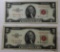 1953 A and B Red Seal $2.00 Star Banknotes, sells times the money